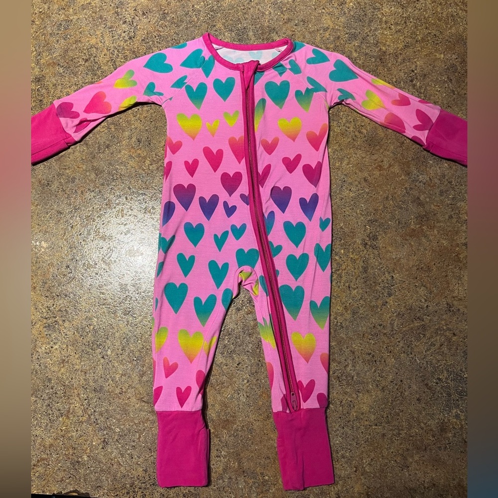 0-3 Little Sleepies Ombré Hearts Zippy